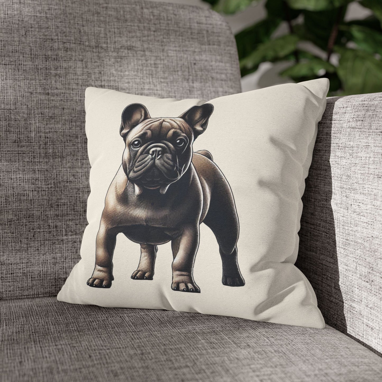 Fawn Frenchie - Cream 14x14 Square Pillowcase