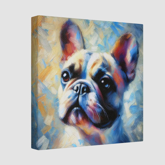 Gallery wrap canvas with Impressionist portrait of a Frenchie, side view