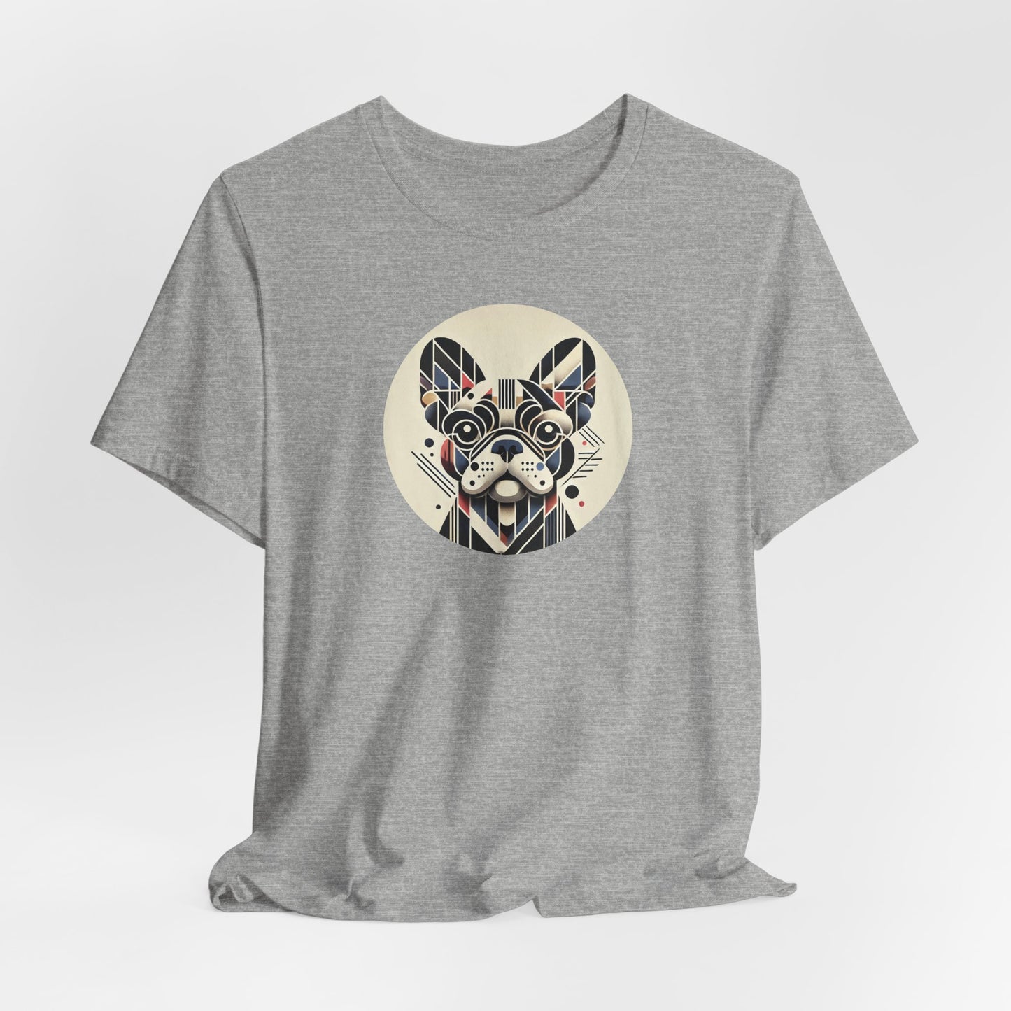 Athletic heather t-shirt with Modern art style french bulldog portrait