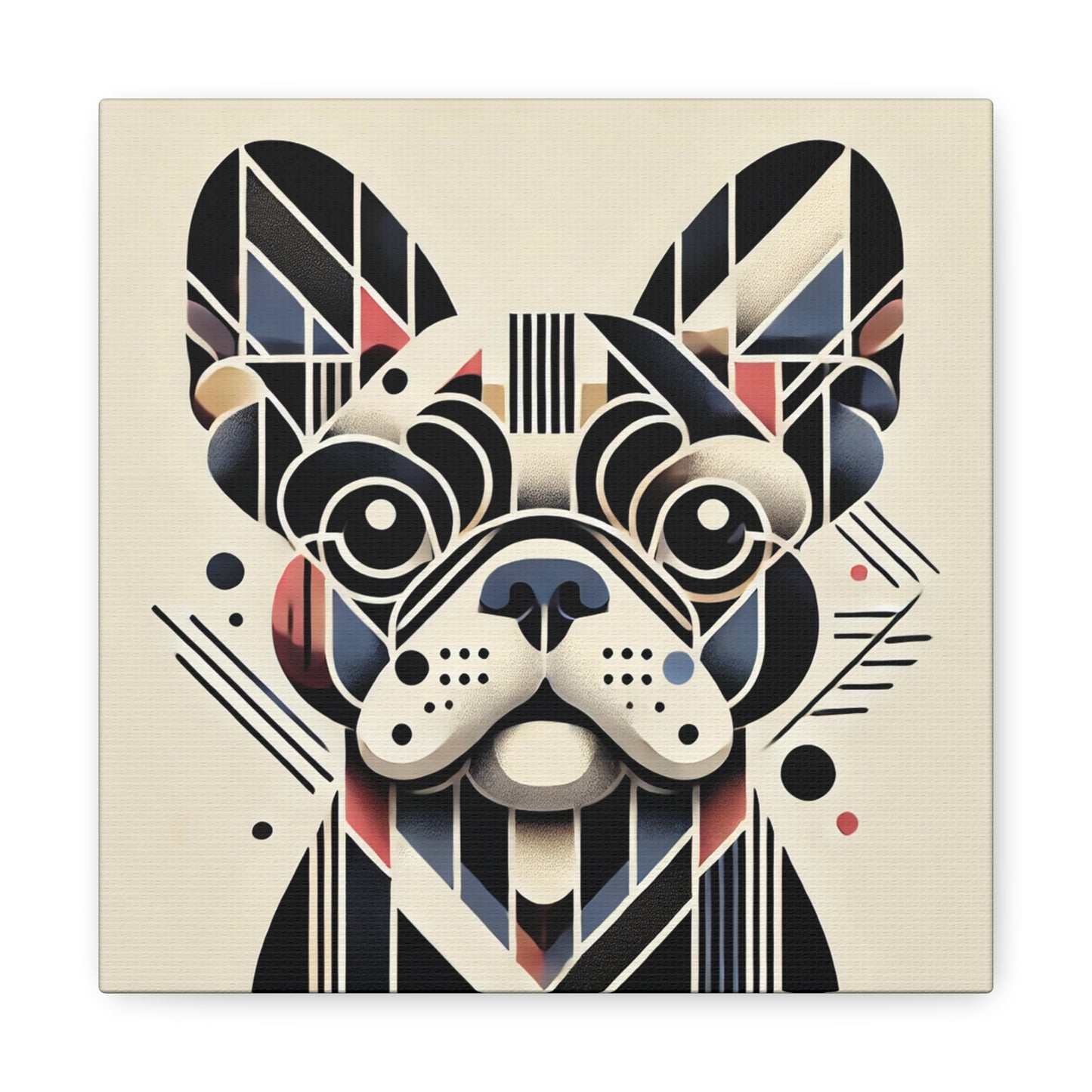 Gallery wrap canvas with Modern Art portrait of a Frenchie, front view