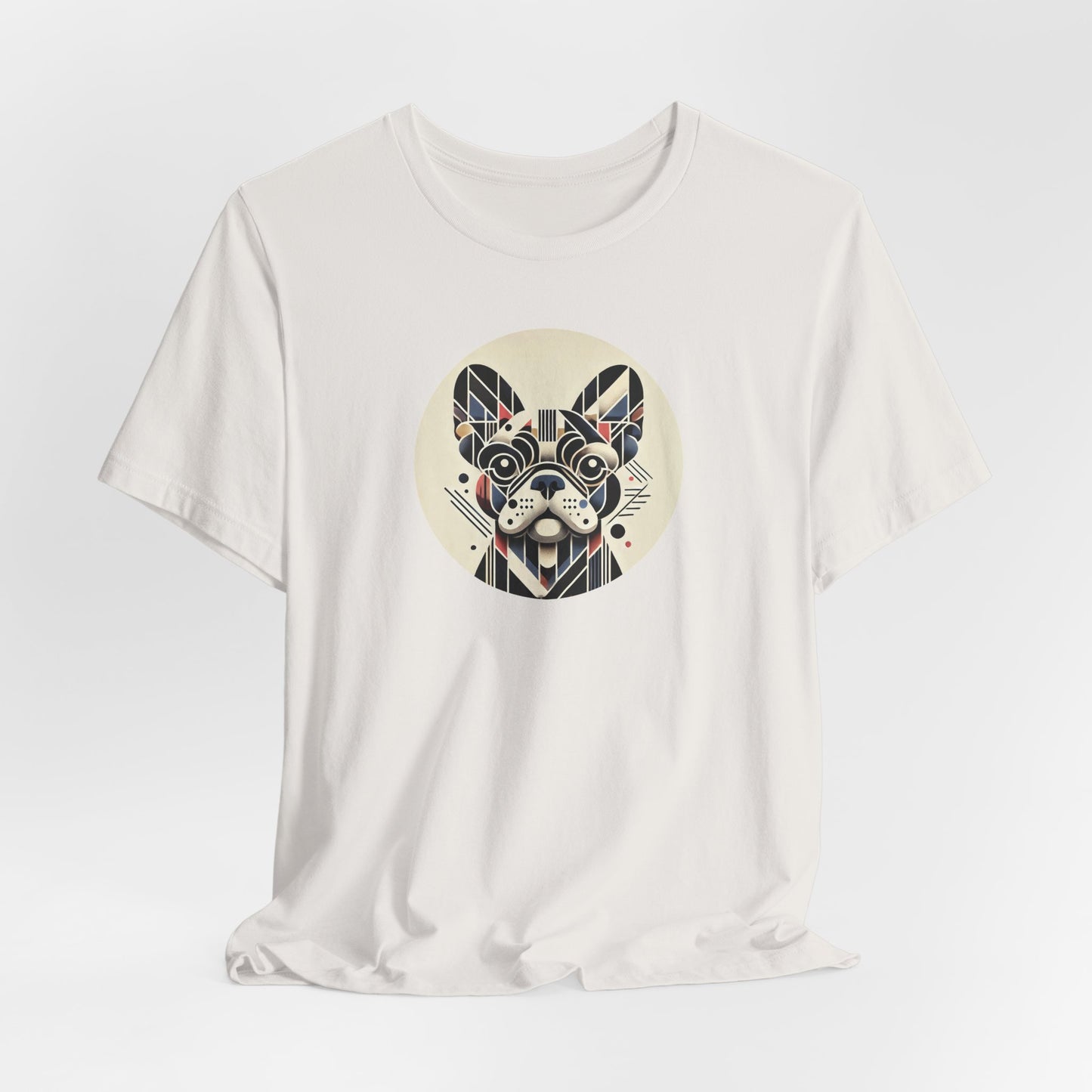 Vintage white t-shirt with Modern art style french bulldog portrait