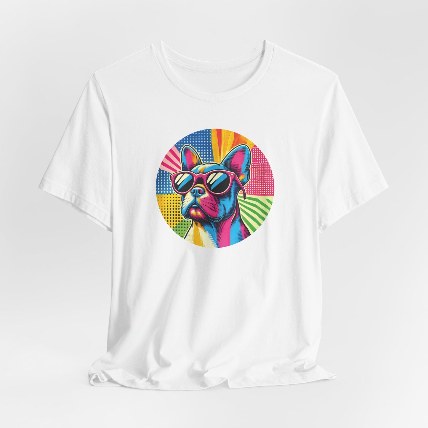 White t-shirt with Pop art style french bulldog portrait